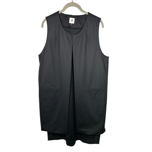 Cabi Black High Slit Sleeveless High Low Duster Vest Women's Medium - Picture 2 of 8